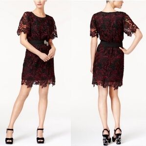Kobi Halperin Embellished Black/Burgundy Lace Dress Size S